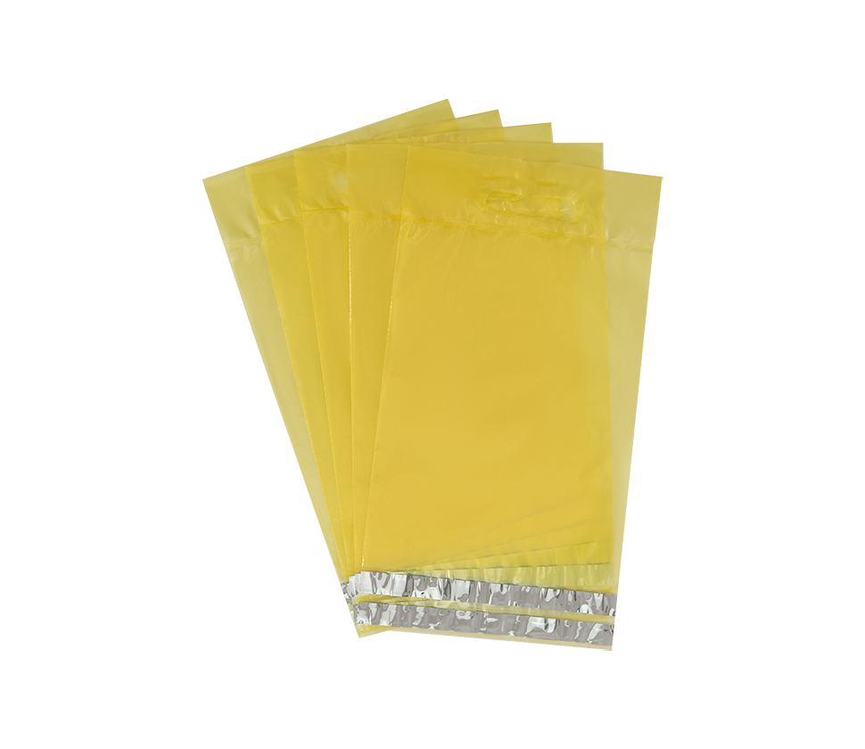 Курьерский пакет 50мкм прозрачный, возвратный с ручкой без кармана без печати 245х(330+60)+60 желтый