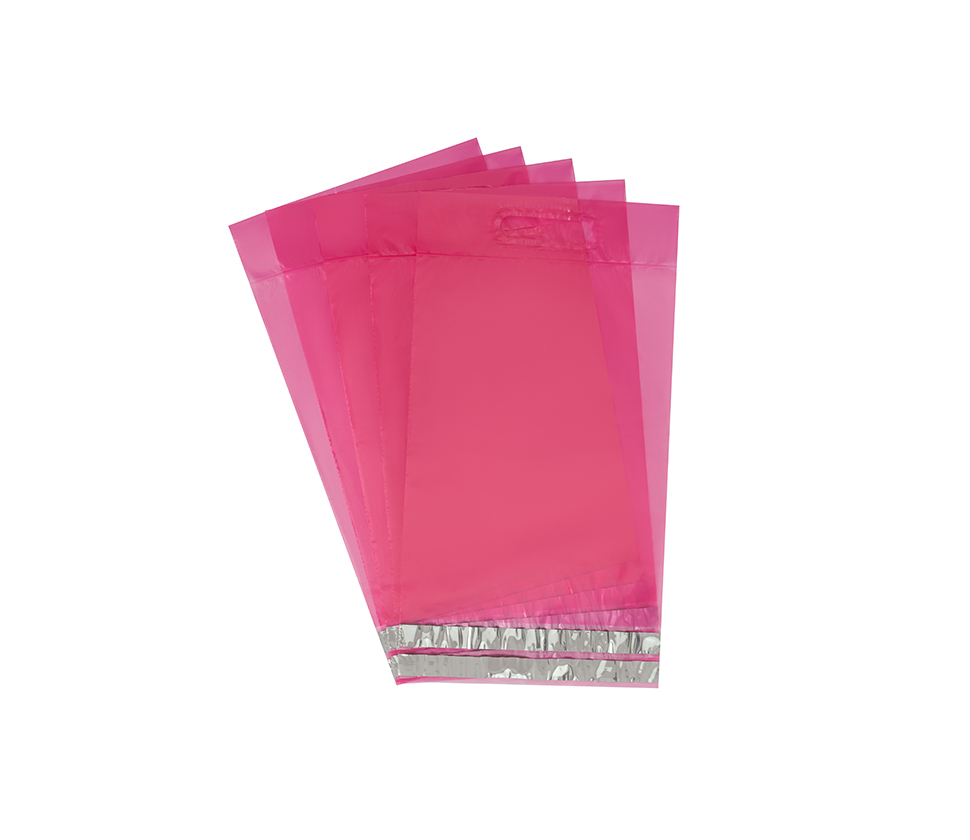 Курьерский пакет 50мкм прозрачный, возвратный с ручкой без кармана без печати 245х(330+60)+60 розовый