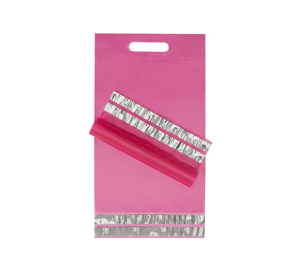Курьерский пакет 50мкм розовый, прозрачный, возвратный с ручкой 245х(330+60)+60мм по цене 3.55 - 3