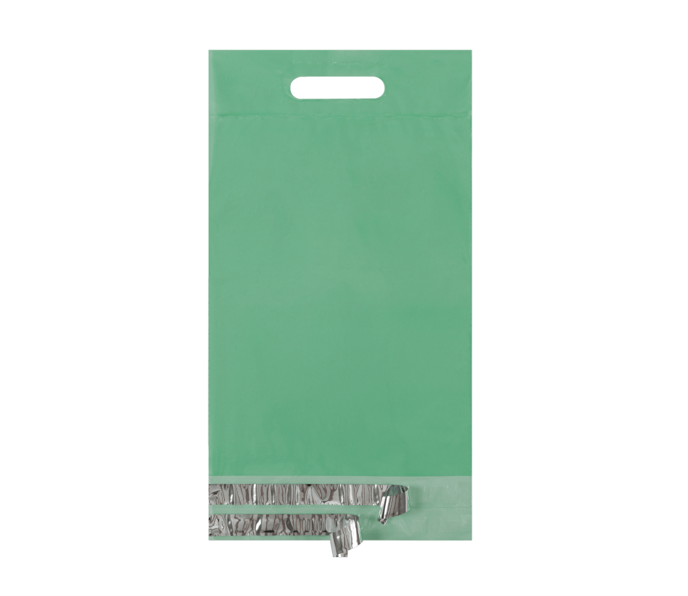 Курьерский пакет 50мкм зеленый, прозрачный, возвратный с ручкой 245х(330+60)+60мм по цене 3.55 - 4