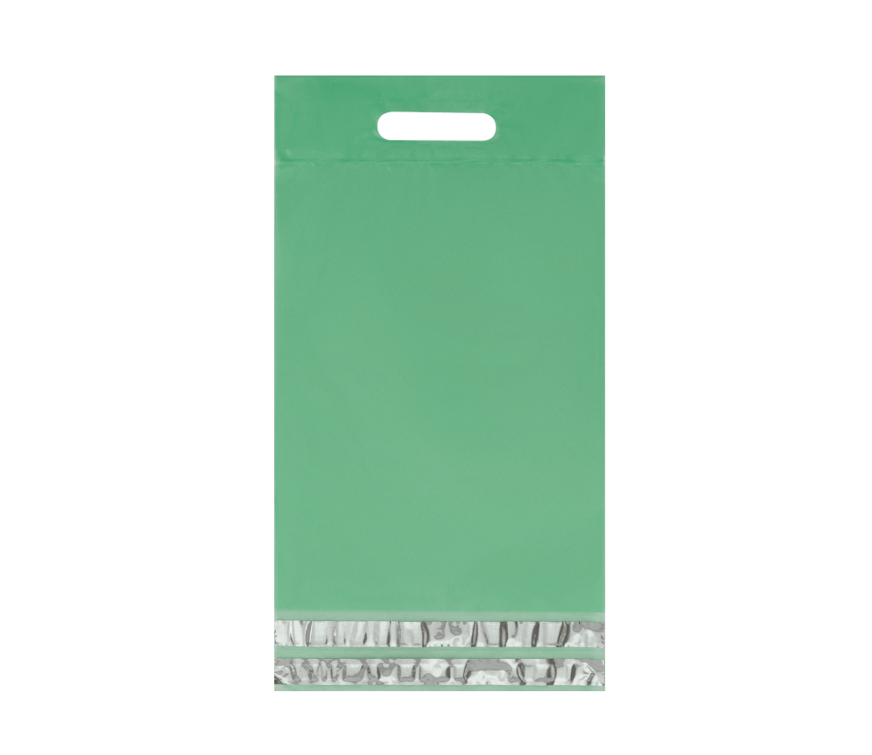 Курьерский пакет 50мкм зеленый, прозрачный, возвратный с ручкой 245х(330+60)+60мм по цене 3.55 - 2