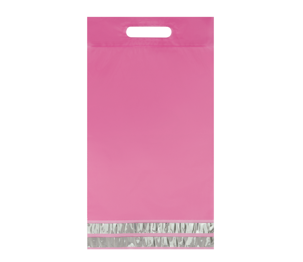 Курьерский пакет 50мкм розовый, прозрачный, возвратный с ручкой 245х(330+60)+60мм по цене 3.55 - 2