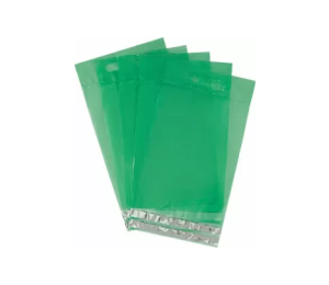 Курьерский пакет 50мкм зеленый, прозрачный, возвратный с ручкой 245х(330+60)+60мм