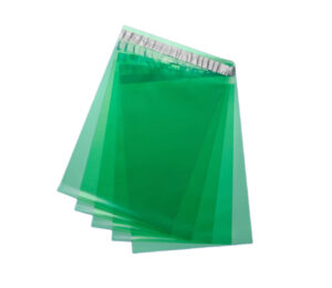 Курьерский пакет 50мкм зеленый, прозрачный 240х320+40мм